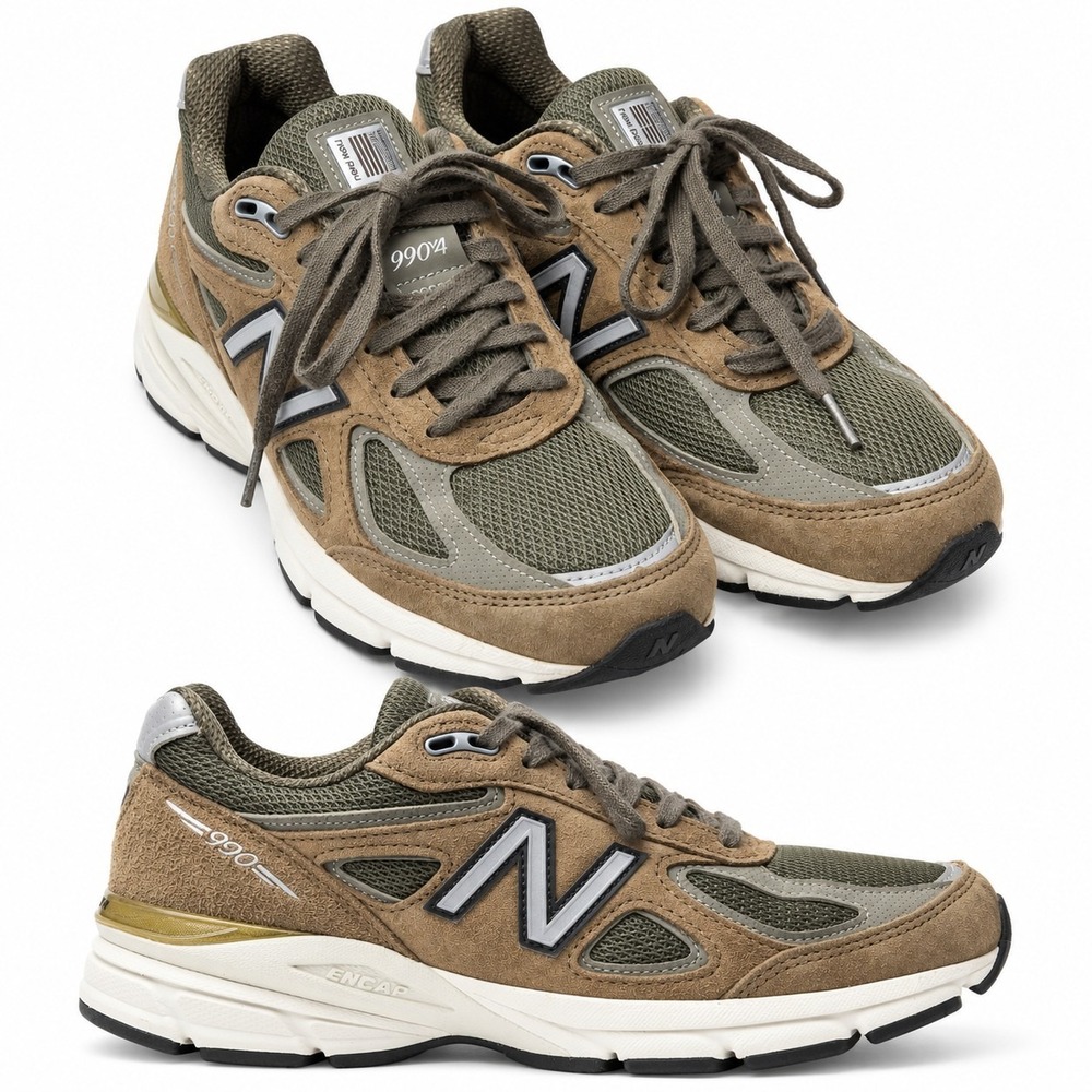 NEW BALANCE 990v4 Made In USA Trail Running Sneaker Women Sz 8 Army Green Black